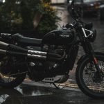 a motorcycle parked on the side of the road